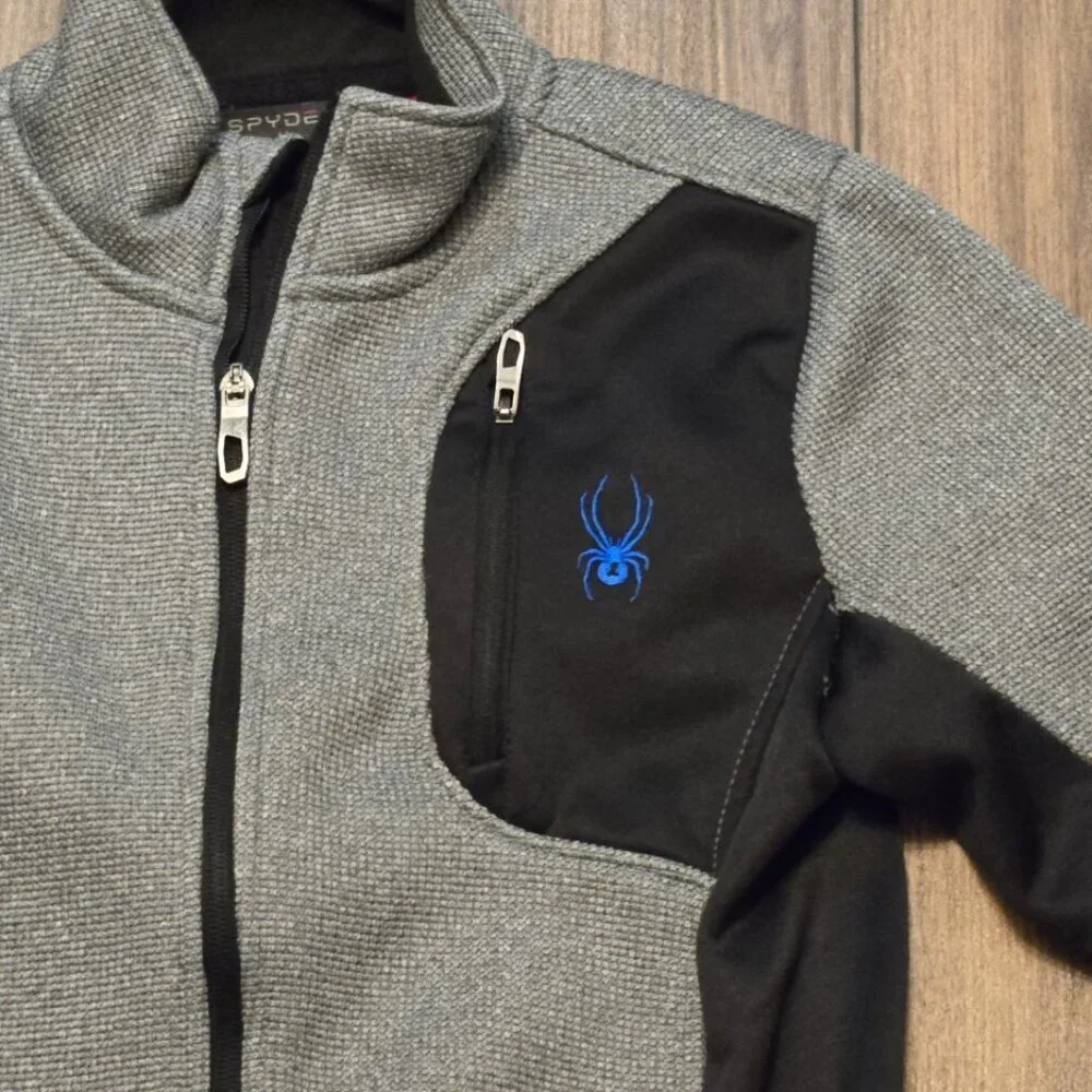 Kids SPYDER‎ Jacket Gray/Black Blue Logo Size S (7/8) EUC